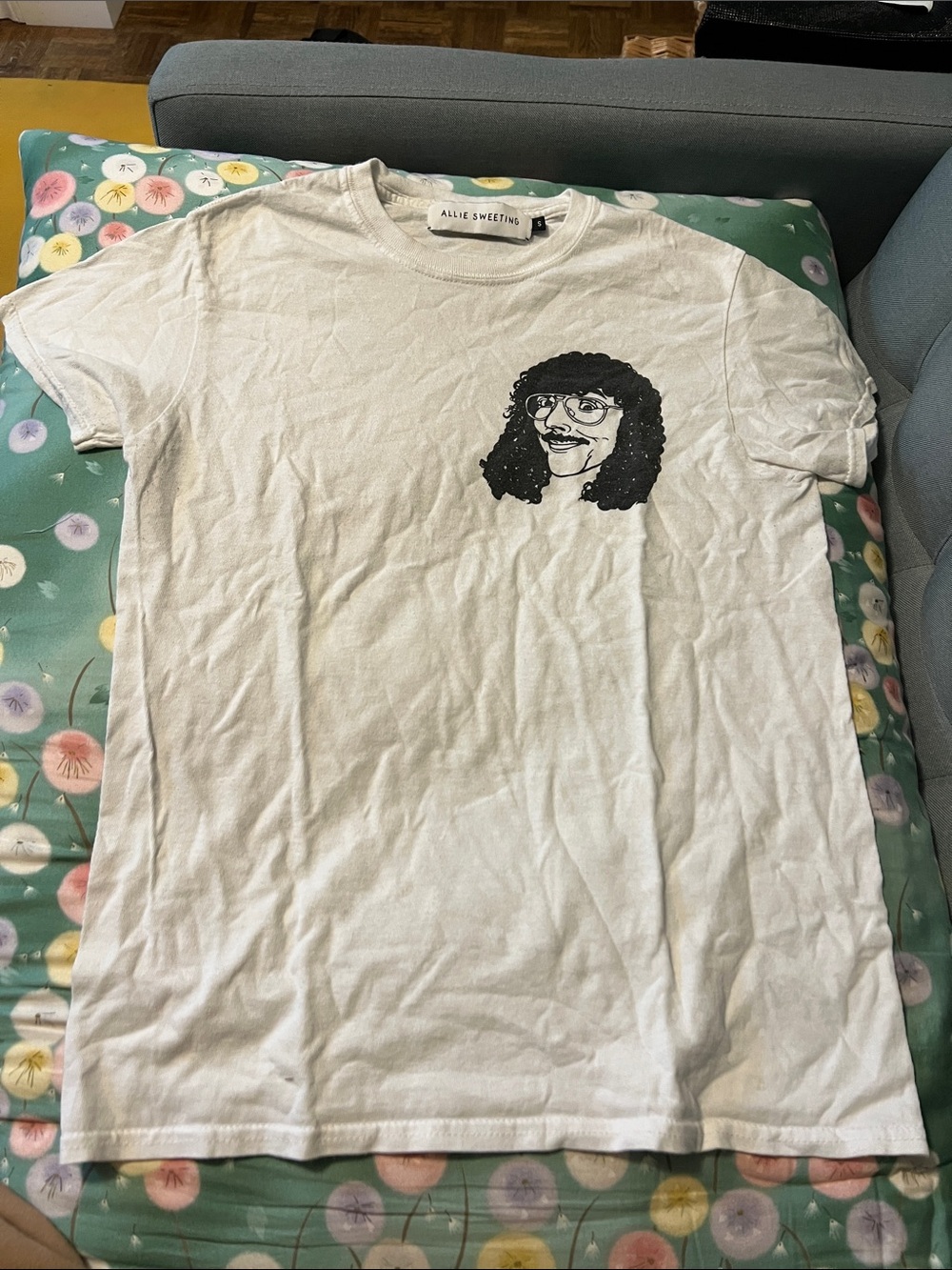 Women's White Graphic Tee - Black Portrait Print